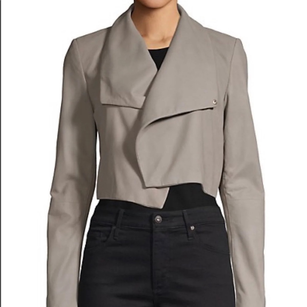 LaMarque cropped Leather Gray Jacket ( US SMALL)